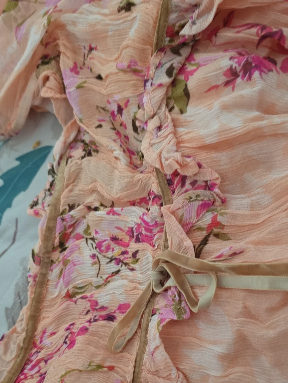 FREE PEOPLE Marney Babydoll Tunic Mini Dress Floral Peach Combo L NWT SRP $148